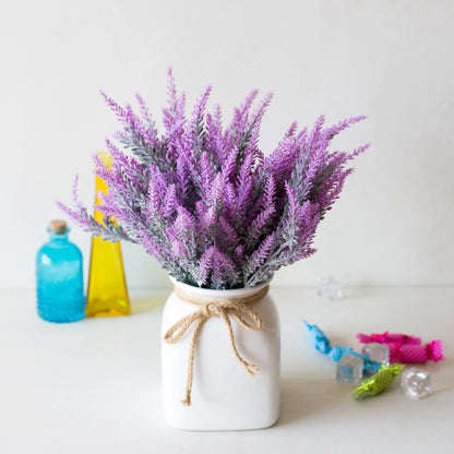 Bundle Artificial Flowers Romantic Provence Lavender with Decorative Vase for Home Decor