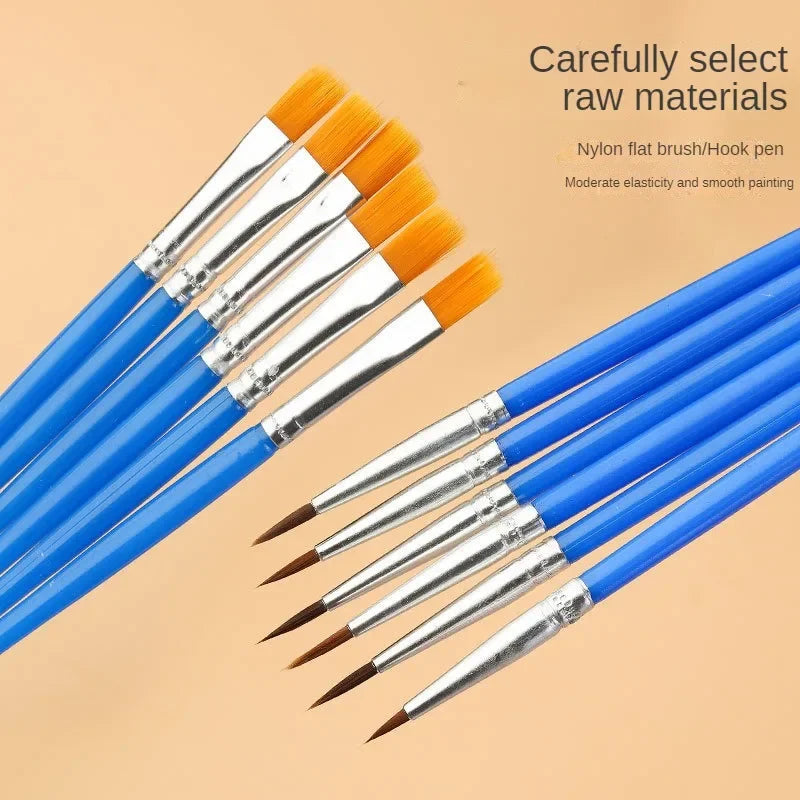 Painting Brushes Set 10 20 50pcs Art Round Pointed And Flat Hair Nylon 