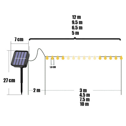 LED Solar Lights Outdoor IP65 Waterproof String Fairy Lamps Solar Garlands 12M