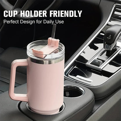 Stainless Steel 1200ML Insulated Water Bottle Cold Hot Mugs Vacuum Flask with Handle Straw