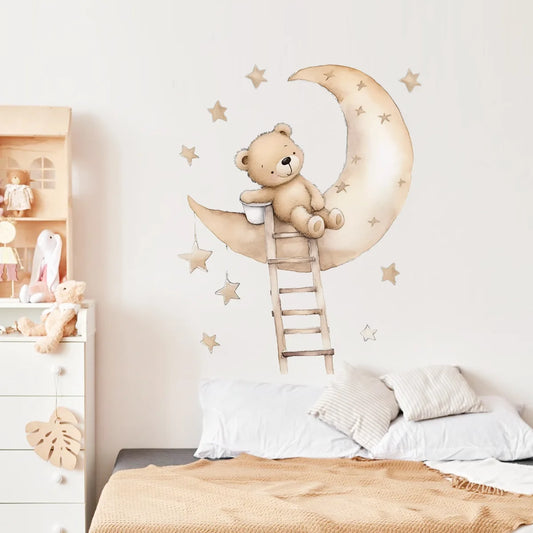 Teddy Bear on Moon Wall Stickers