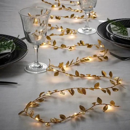 Golden Tiny Leaves Fairy String Lights