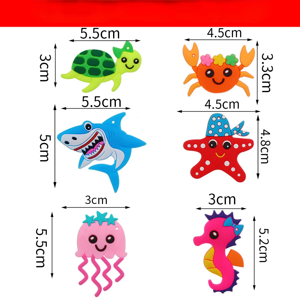 Plastic Drinking Straw 8pcs 25cm Reusable Animal Sharks Turtles Starfish Seahorses Crabs