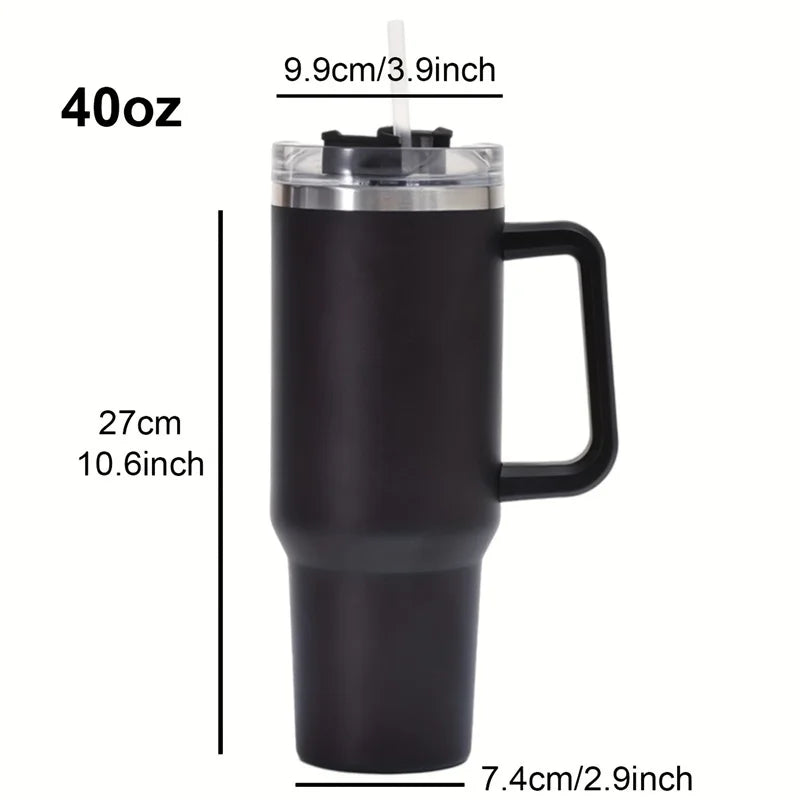 Stainless Steel 1200ML Insulated Water Bottle Cold Hot Mugs Vacuum Flask with Handle Straw