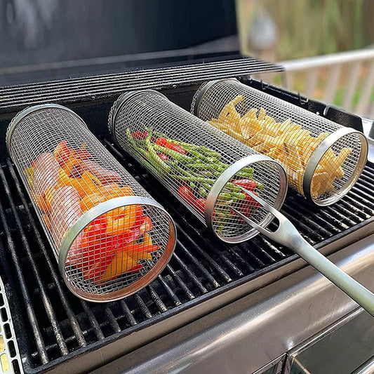 Stainless Steel  BBQ Rolling Basket