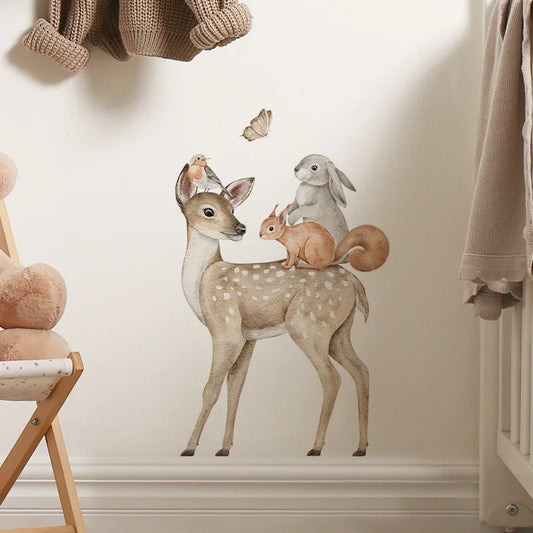 Cartoon Animal Sika Deer Wall Stickers